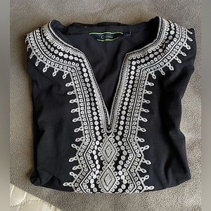 Super Dope Black Top with Embroidered Figure 8 | Custom Made in India | Like New